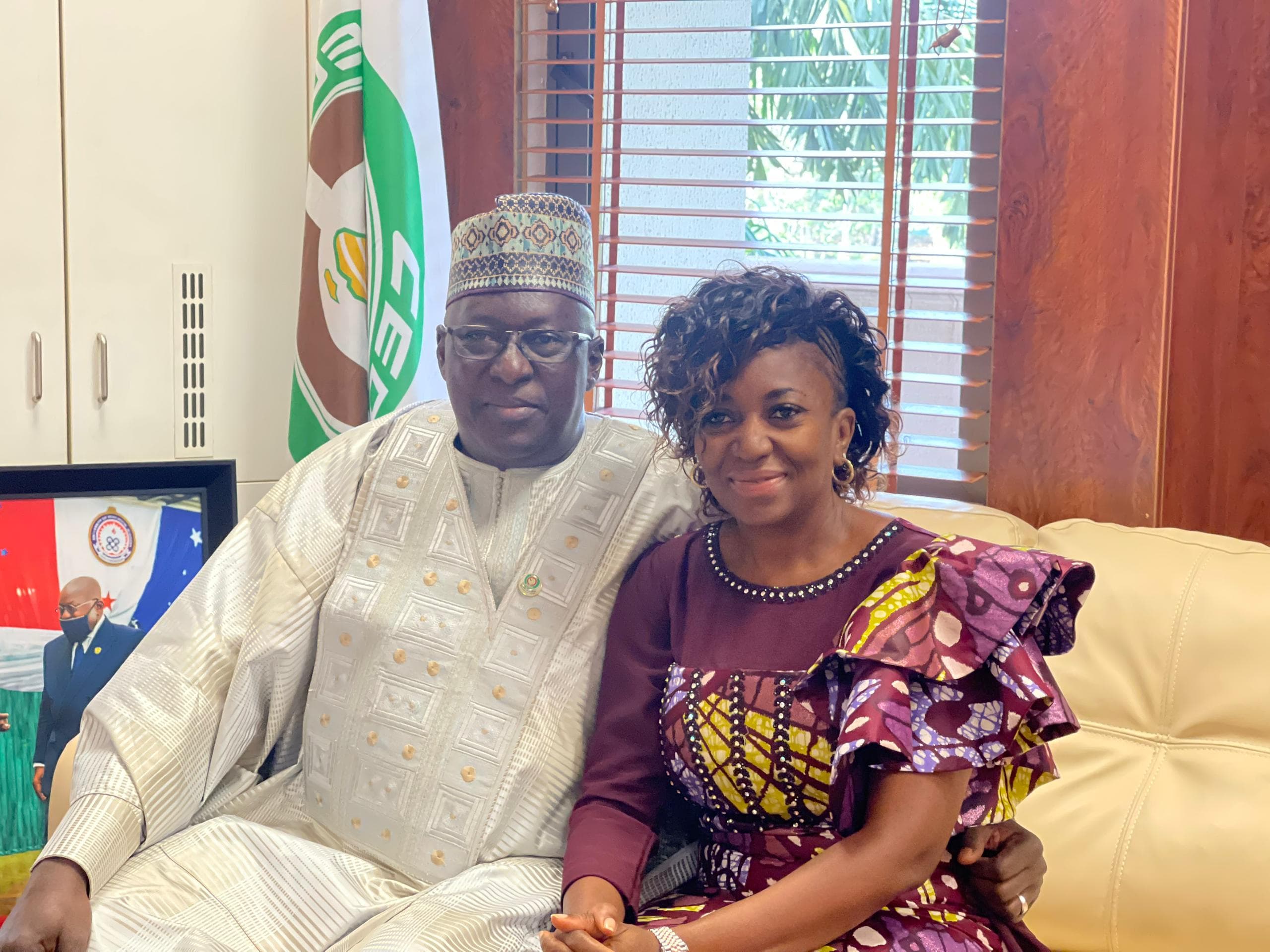 At the ECOWAS office with his beloved wife, Mrs Nabeela Tunis